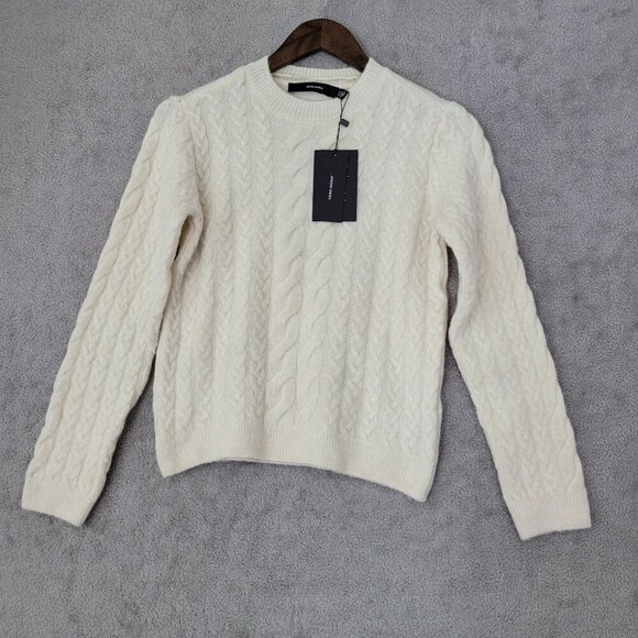 NWT Vero Moda Womens Cable Knit Sweater Medium Cream Polyester Polyamide  JPT - Picture 1 of 8